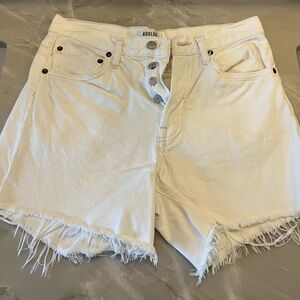 Agolde White Frayed Hem Denim Shorts